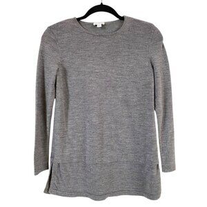 J.‎ Jill Womens Gray Merion Wool Layered Tunic Sweater Side Slit Washable Size S